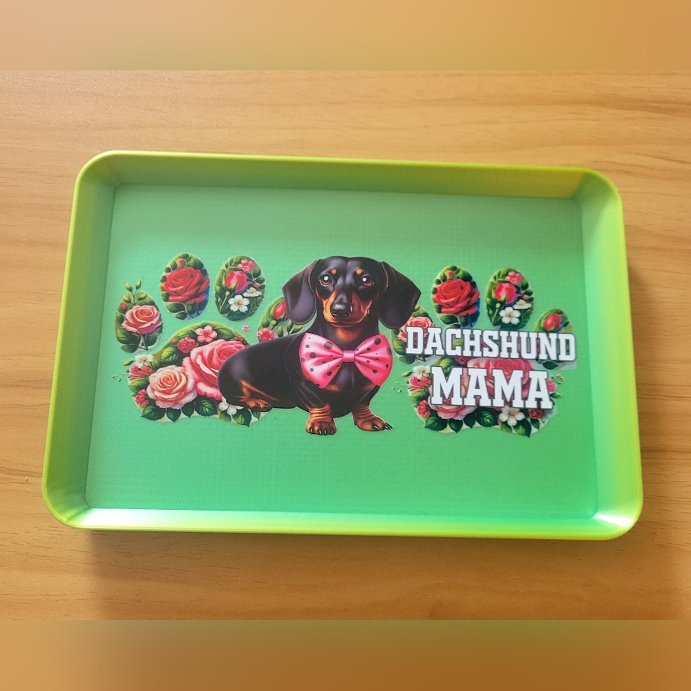 🌹Buy 1 Get 1 Free🌹Hand Crafted Dachshund Mama Tray - Green and Pink